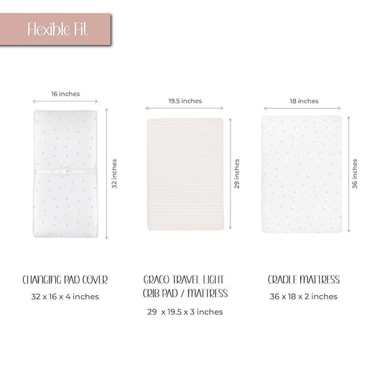 Ely’s & Co. Changing Pad Cover, Diaper Changing Table Sheets, 2 Pack, Cradle Sheet Set for Baby Girls, 100% Jersey Knit Cotton, Pink Tulip Collection, 32”x16”x5”