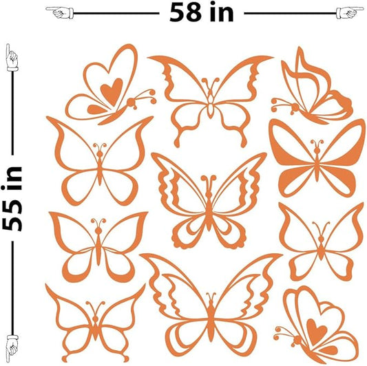 The Decal Guru Butterfly Wall Art Vinyl Stickers DIY Nursery or Girls Room Decor Peel and Stick Butterflies Decals (Persimmon, 55x58 inches)