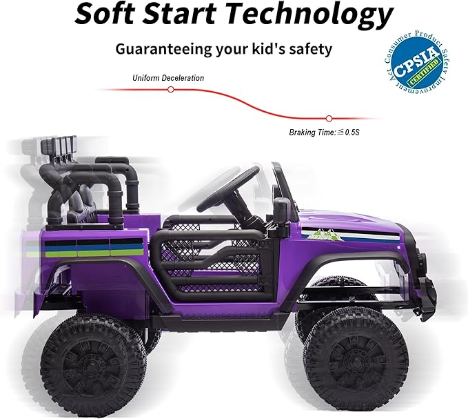 24V Kids Ride on Car, Kids Electric Vehicles Car Ride on Toy Truck for Toddlers 3-5 w/Remote Control, 400W Motor - Purple