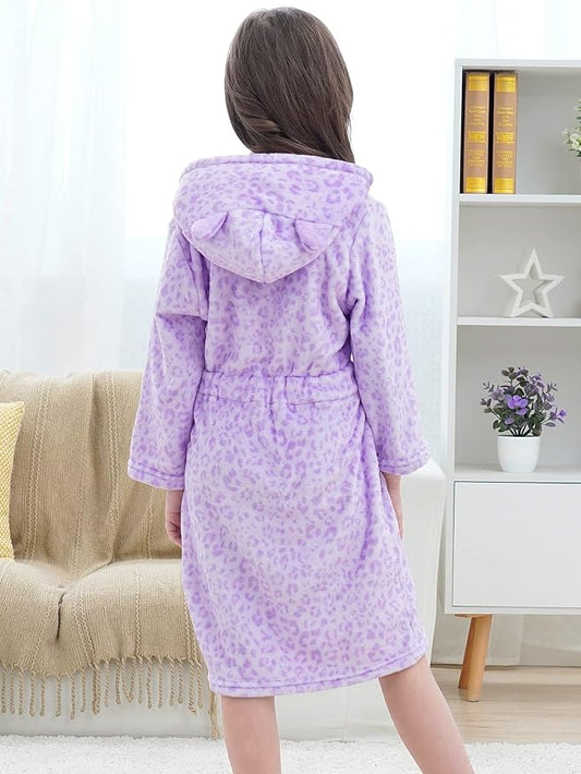 Doctor Unicorn Soft Hooded Rainbow Bathrobe Sleepwear for Girls