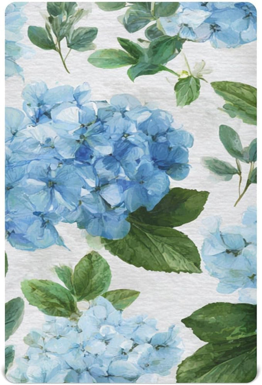 Vintage Blue Hydrangea Crib Sheets Standard Crib Toddler Mattresses Cover Fitted Baby Bed Sheet Breathable Crib Mattress Sheet for Girls Boys 39''x27''x9''