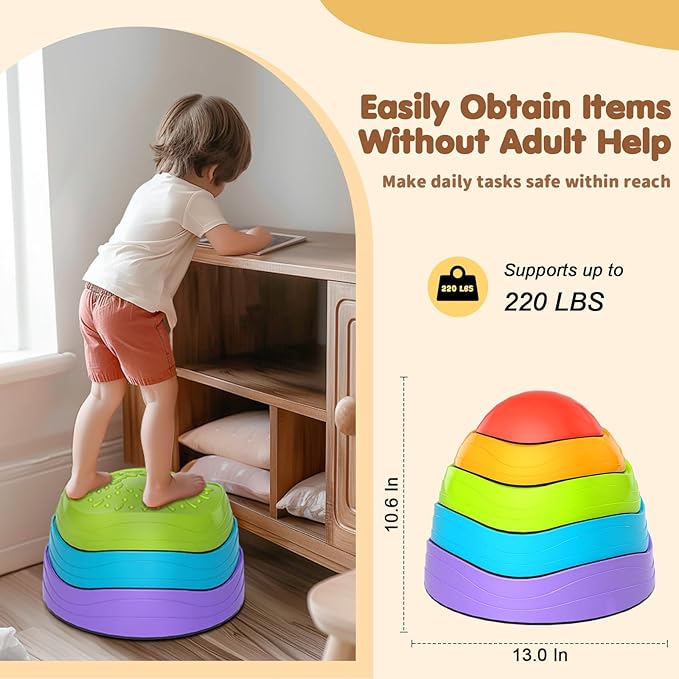 OZMI Stepping Stones for Kids Toddlers, Non-Slip Balance Stepping Stones with Storage Bag, Indoor Outdoor Sensory Play Toys for 3 4 5 6 7 8 9 10 11 12 Year Old Kid Toddler Boy Girls