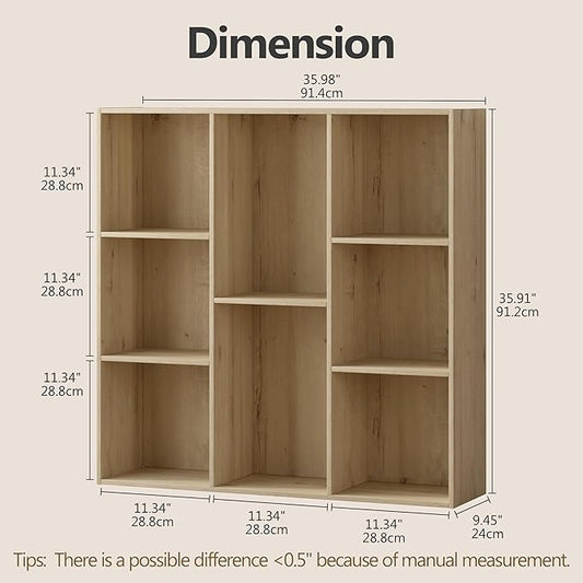 Jpiziso 8 Cube Storage Organizer, Wooden Cube Shelves with Closed Back Panel, Reversible Bookcase, Cubes Closet Organizer for Home, Living Room, Kids Room, Office, Bedroom, Study, Hallway