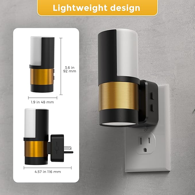 L LOHAS LED Night Lights Plug into Wall, 2 Pack, Plug in Night Light, Soft White/Cool White/Amber, Dimmable Backlit Nightlight with Light Sensor, 180° Rotatable Nightlights Plug in Wall for Hallway