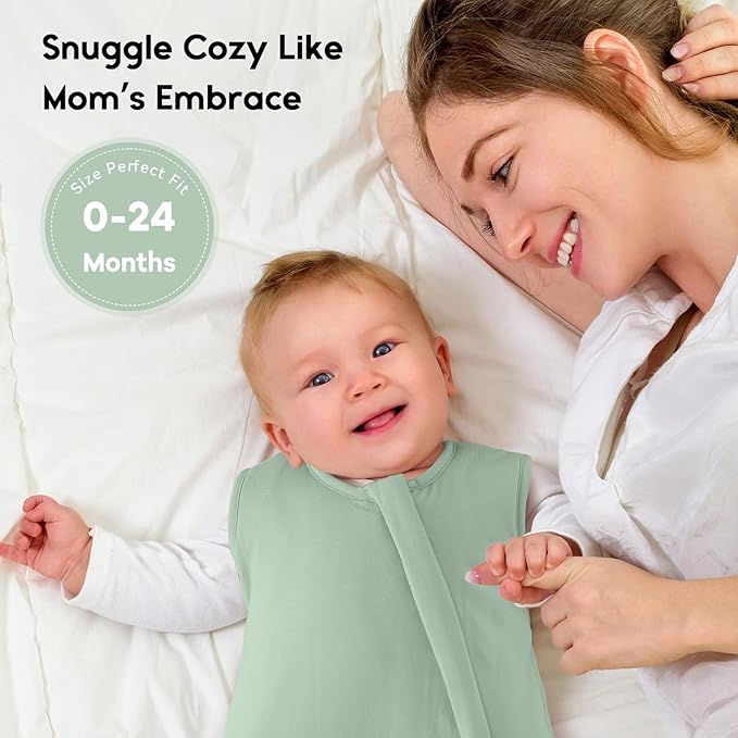 Yoofoss Rayon Made from Bamboo Baby Sleep Sack 12-18 Months 1.0 Tog Baby Wearable Blanket, Super Soft Infant Toddler Sleeping Sack 2-Way Zipper