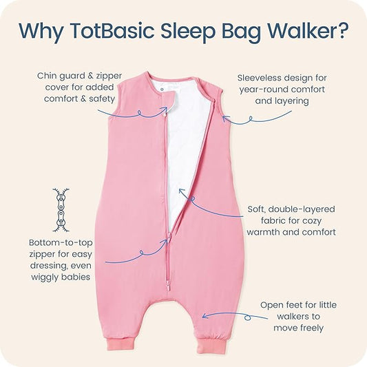 Toddler Sleep Sack with Feet, 1.0 TOG Baby Sleeping Bag with Legs, Oversized Wearable Blanket for 2T, 3T, 4T Walkers