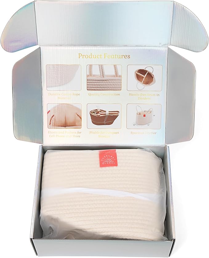 SUNBURST GLOBAL Diaper Caddy Organizer - Baby Shower Gifts - Newborn Essentials Must Haves - New Mommy Essentials - Boy or Girl Nursery Décor - Bed Caddy - Car Organizers and Storage.