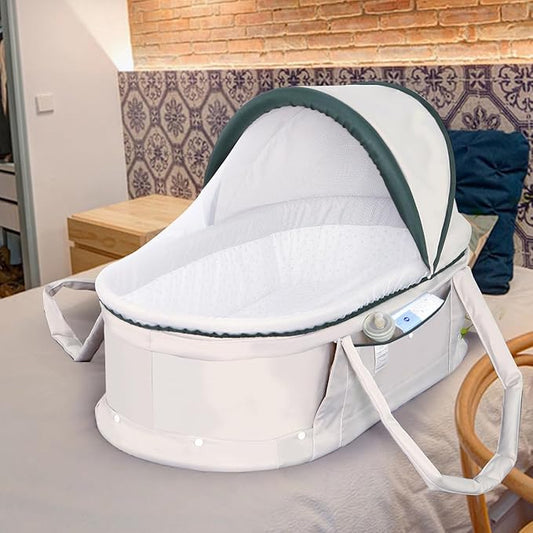 Baby Travel Bassinet Portable Bassinet with 2 in 1 Canopy for Newborn - Light Grey
