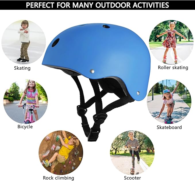 Kids Bike Helmet, Toddler Helmet for Kids Ages 3-5-8, Skateboard Helmet with Knee Elbow Wrist Pads for Boys Girls, Adjustable Protective Gear Set for Skating Bicycling Roller