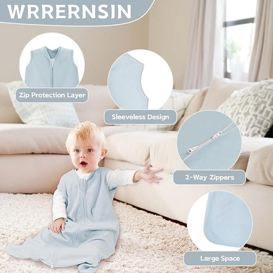 Baby Sleep Sack 12-18 Months Baby Wearable Blanket 100% Cotton TOG 0.5 2-Way Zipper Newborn Sleeping Bag, 3 Pack Comfy Lightweight Sleep Sacks for Babies