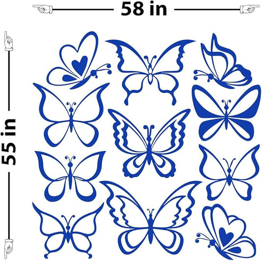 The Decal Guru Butterfly Wall Art Vinyl Stickers DIY Nursery or Girls Room Decor Peel and Stick Butterflies Decals (Dark Blue, 55x58 inches)