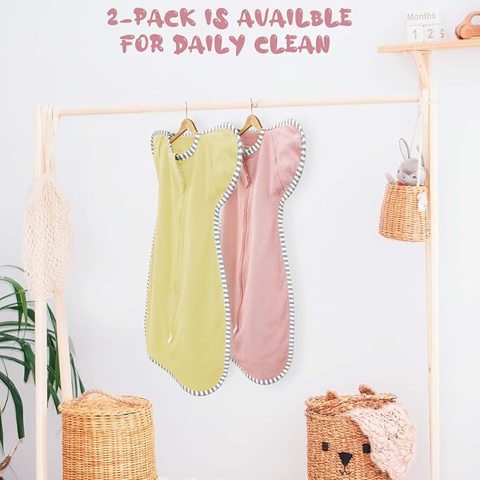 Newborn Swaddle 0-3 Months Sleep Sack Transition Swaddle 0-3 Months Arms up Swaddles with 2-Way Zipper Arms In/Out 100% Cotton 0.8 Tog Baby Swaddles for Newborn Sleep Sack Girls 2-Pack (Small 5-14lbs)