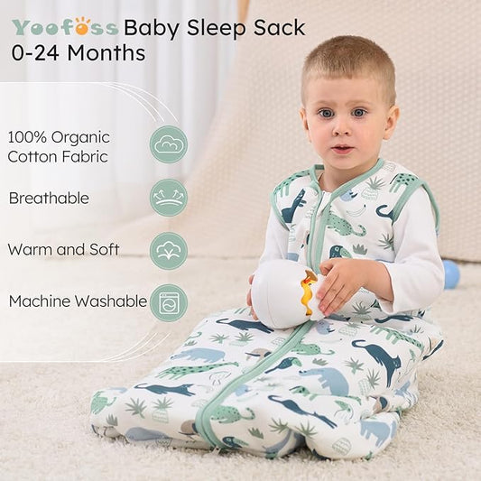 Yoofoss Baby Sleep Sack 18-24 Months, 1.5 Tog Baby Wearable Blanket with 2-Way Zipper, 100% Cotton Organic Fabric Winter Infant Sleeping Sack, Warm Soft Comfy