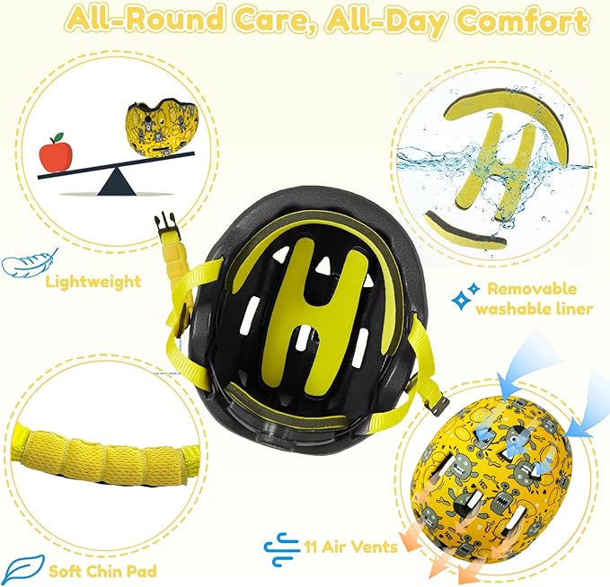 Toddler Bike Helmet with Gloves and Backpack Set, 3 Sizes for Baby Infant to Kids Ages 1-3 3-5 5-8+, Adjustable Boys Girls Bike Helmet for Bicycle/Scooter/Skateboard/Roller Skate