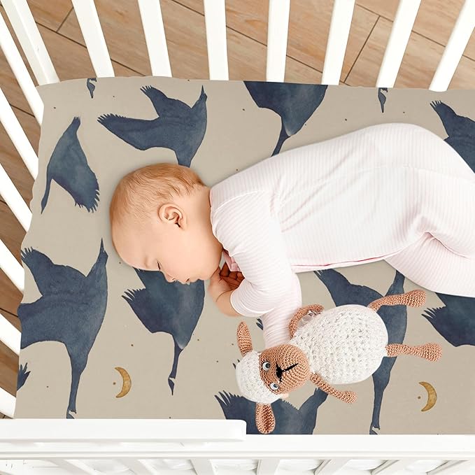 Fitted Crib Sheets for Baby Boys or Girls Soft Breathable Baby Play Yard Sheet for Standard Size Crib Mattress 52x28in A Flock of Geese