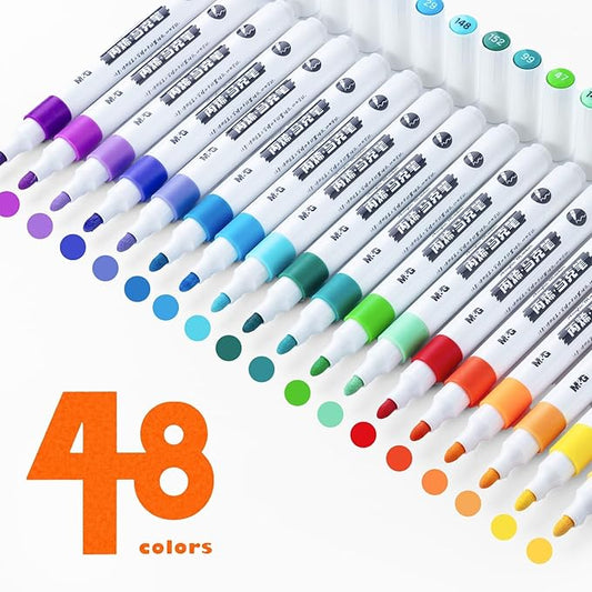 M&G 48 Colors Acrylic Markers Paint Pens Markers, Stocking Stuffers for Rock, Wood, Fabric, Glass, Canvas, Ceramic, Christmas Gifts for artists DIY Crafts Art Supplies