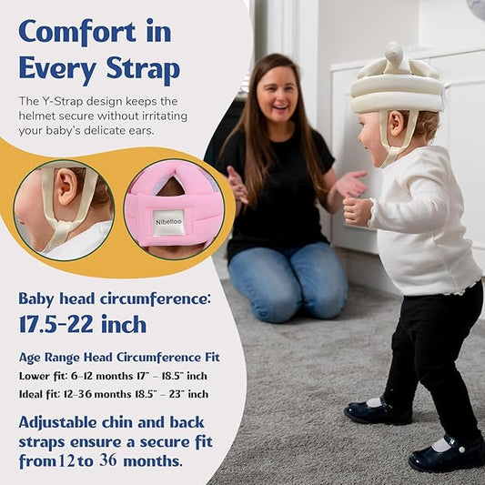 Baby Head Protector for Crawling Walking, Infant Helmet with Foam Bumpers, Adjustable Baby Helmet for Crawling Walking, Toddler Helmet - Head Protector for Baby Walking 12-36 Months.