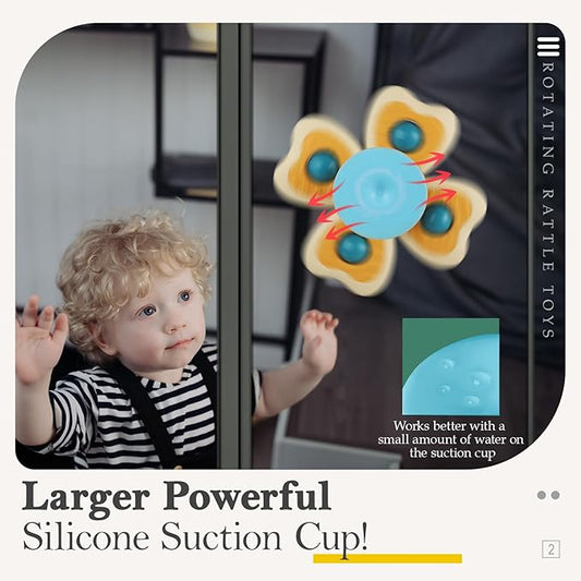 ALASOU 3PCS Suction Cup Spinner Toys for 1 Year Old Boy Girl|Spinning Top Infant Sensory Toys for Toddlers|1 2 Year Old Boy Christmas Birthday Gift|Baby Bath Toy Stocking Stuffers for Kids Ages 1-3