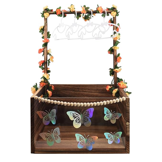 PIIOSER Baby Shower Crate Closet, Multifunctional Wooden & Acrylic Visible Baby Storage Box with Handle, Newborn Welcome Baby Toy Baskets for Boys Girls, Pregnancy Gifts for New Moms (Brown)