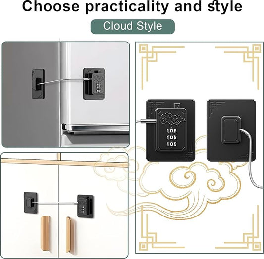 2-Pack Password Refrigerator Lock, Combination Child Proof Safety Lock,Baby Proofing fridge lock,Door Latches for Fridge Cabinet Drawer Closet, Freezer Lock No Keys Needed (Black)