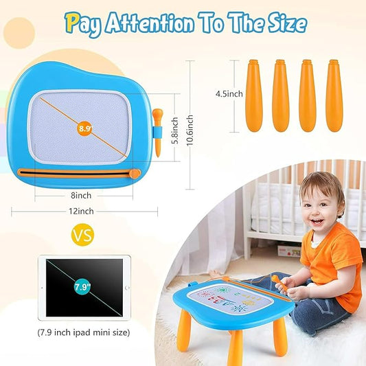 Smasiagon Magnetic Drawing Board for Kids - Toddler Toys for Age 1-2 Boys Girls - Educational Learning Toys for 1 2 3 Year Old Baby Birthday Gifts (Blue)