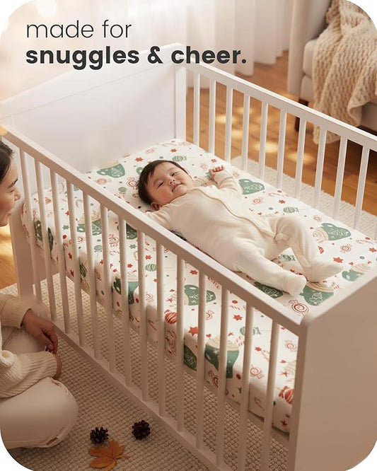 Pack and Play Sheets Fitted, Mini Crib Sheets 2-Pack for Pack N Play Mattress, Stretchy Playard Sheet, Soft and Breathable