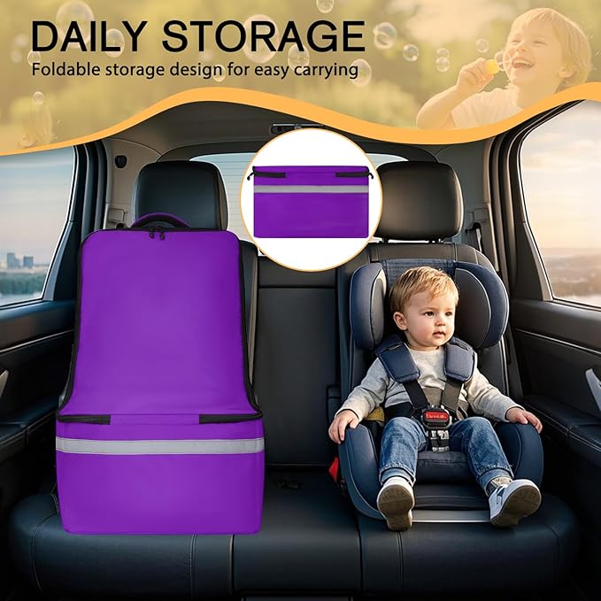 LARIPOP Car Seat Travel Bag for Airplane,Infant Seat Travel Bag with Shoulder Strap,Padded Car Seats Backpack with Reflective Stripes,Large Carseat Carrier Bag Travel Car Seat Cover,Purple