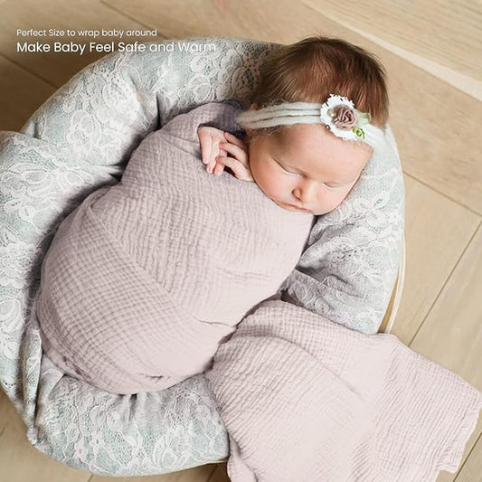lulumoon Muslin Swaddle Blanket Baby - Cotton Swaddling Blanket Soft Baby Receiving Blankets Neutral 2Pack(Pink)