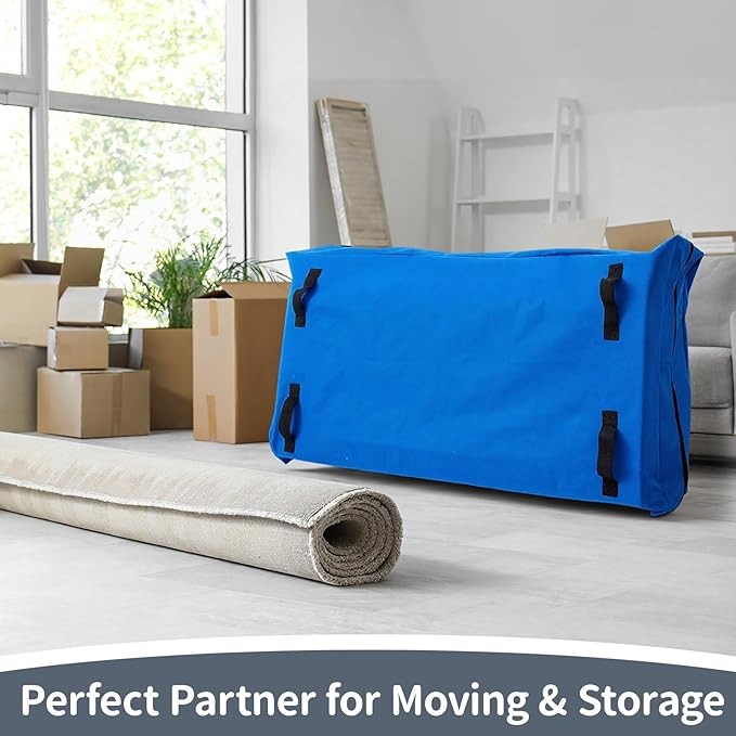 2 Pcs Oxford Cloth Waterproof Crib Mattress Storage Bag with Zipper and 8 Reinforced Handles Heavy Duty Reusable Crib Mattress Cover for Storage, 52.5 x 28 x 6.5 Inches (Blue)