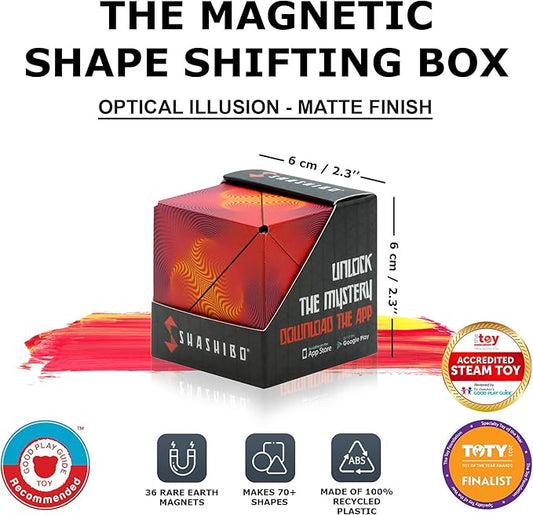 Shashibo Shape Shifting Box - Award-Winning STEM Fidget Toy with Strong Magnets - Fidget Cube Transforms Into 100+ Shapes, Christmas Stocking Stuffers Gift for Kids, Teens, and Adults