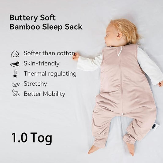 Rayon Made from Bamboo Toddler Sleep Sack with Feet 1.0 Tog Ultra Soft Toddler Sleeping Sack 3t-4t Sleep Bag Walker Quilted Wearable Blanket with Legs 2-Way Zipper Lightweight Extra Long