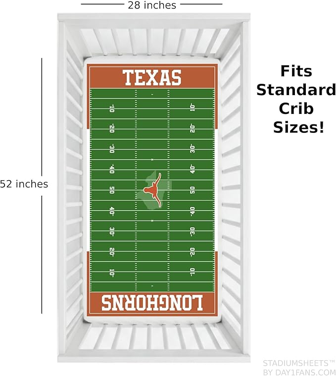 STADIUMSHEETS Day1Fans Officially-Licensed Fitted Crib Sheet (Texas Longhorns)