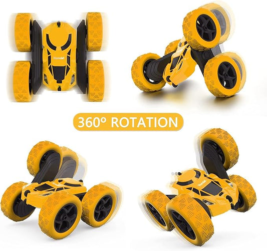Remote Control Stunt Car for Kids, 360° Rotating Double-Sided RC Toy Vehicle with LED Headlights, 4WD 2.4GHz Rechargeable Electric Car, Boys & Girls Toy, Birthday Ages 6–12