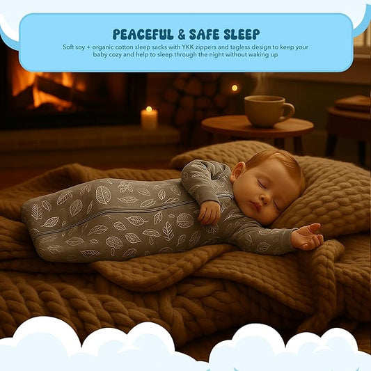 Babysoy Long Sleeve Wearable Blanket Sleep Sack, Infant to Toddler Sleeping Bag, Choose from size 0-24 Months