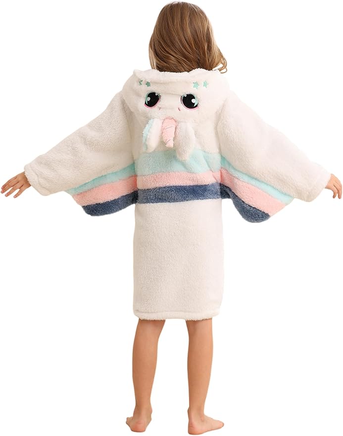 DELEY Girl's Robe Baby Boys Hoodie Robes Toddler Bathrobes for Kids Pajamas Sleepwear