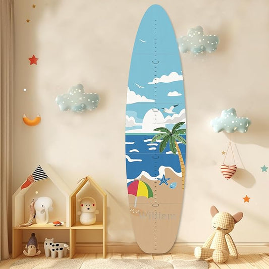 Personalized Name Growth Chart, Surfboard Children's Height Growth Chart Wall Board, Precision Height Measuring Instrument for Nursery Room, 63" x 15.4"