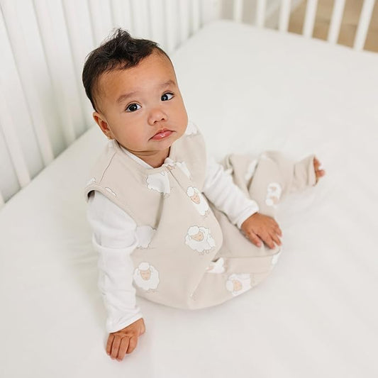 Woolino 4 Season Baby Sleep Bag with Feet Opening, Australian Merino Wool and Organic Cotton, Toddler Sleeping Bag, 6-18mo, Sheep