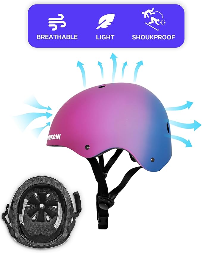 Kids Bike Helmet, Adjustable and Multi-Sport, from Toddler to Youth, 3 Sizes
