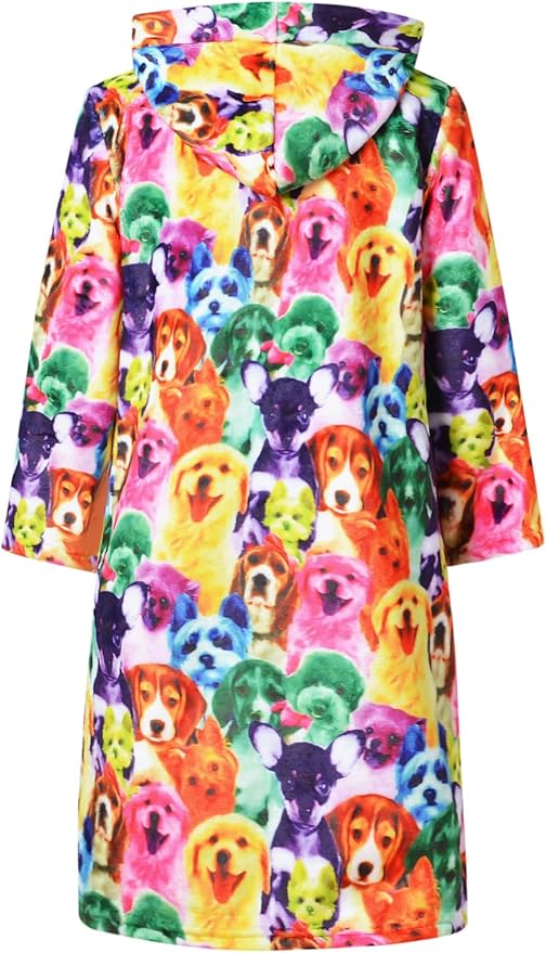 Jxstar Girls Bathrobes Kids Hooded Robes Plush Fleece Pajamas Soft Coral Sleepwear