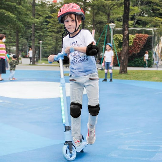 SISIGAD Kids Protective Gear Set, Strap Adjustable Knee Pads and Elbow Pads Wrist Guard 6 in 1, Suitable for Scooter, Skateboarding, Cycling, Skating