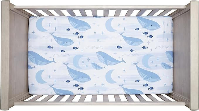 Lambs & Ivy Bubbles & Squirt 3-Piece Whale/Ocean Aquatic Baby Crib Bedding Set
