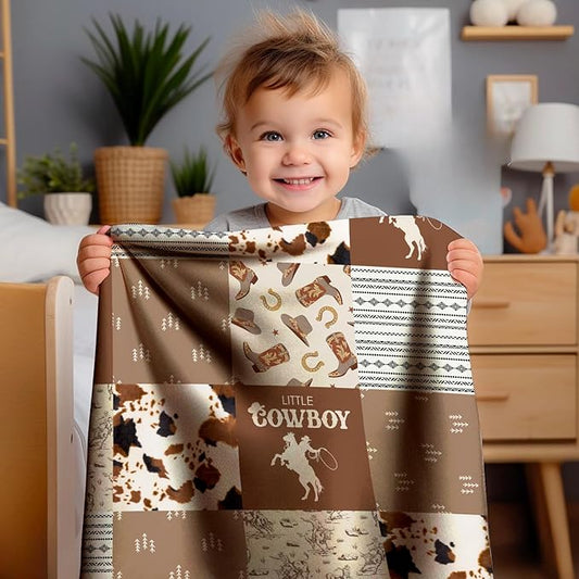 Western Blanket, Western Decor for Nursery Room, Baby Blankets for Boys Girls, Cowboy Baby Blankets, Western Baby Stuff, Soft Warm Lightweight Nursery Bed Blanket for Newborn Toddlers (04, 30x40 in)