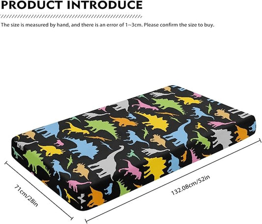 Colorful Dinosaur Baby Crib Sheets Fitted Crib Sheets Kid Crib Fitted Sheets Crib Cover Single Pack 28"x52" for Boys Girls
