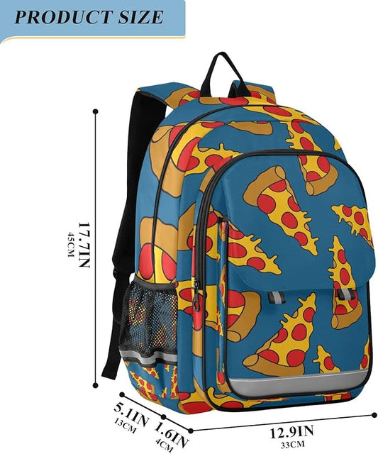 Jucciaco Doodle Pizza School Backpack Laptop Travel Daypack for Kids Girls Boys, Personalized Computer Notebooks Bookbag with Adjustable Padded Straps