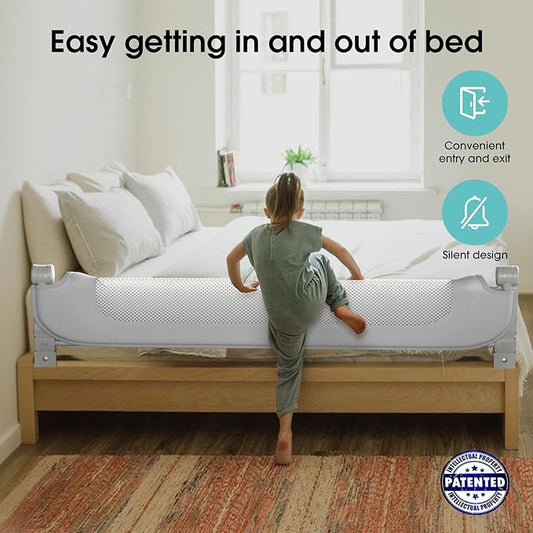 Baby Bed Rail Guard for Toddlers - 78" Toddler Bed Rails for Twin, Full, Queen, King Bunk Size Bed Swing Down Bedrail Extral Tall Child Safety Side Railing Guards for Kids Gray