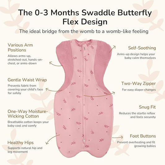 KIDIRA Swaddle for Newborns, Baby Swaddles 0-3 Months 5-13lb, Swaddle Sleep Sack 0-3 Months Newborn with Moisture-Wicking Fabric, Promotes Healthy Hip Development, 2-Way Zipper, 1Pack (Pink Print)