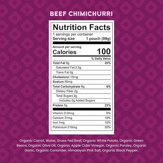 Serenity Kids 7+ Months Beef Chimichurri Baby Food Pouches - 3.5 Oz, Pack of 6 - Nutrient-Packed Puree with Organic Veggies - 5g Protein Pouch for Growth & Baby Essentials - Toddler Food Puree