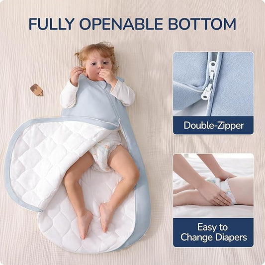 1.0 Tog 2.5 Tog Baby Sleep Sack, 100% Cotton Baby Sleeping Bag 3-24M, 2-Way Zipper Baby Wearable Blanket
