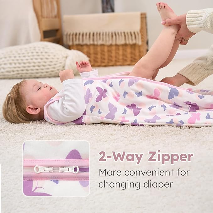 Yoofoss Baby Sleep Sack 18-24 Months, 1.5 Tog Baby Wearable Blanket with 2-Way Zipper, 100% Cotton Organic Fabric Winter Infant Sleeping Sack, Warm Soft Comfy