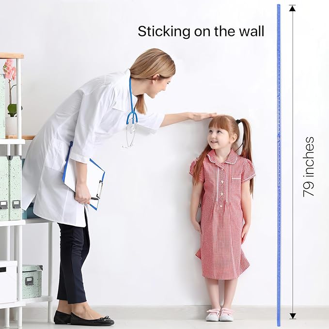 EASYXQ Height Measurement for Wall, Children Height Chart Ruler, Portable 3D Removable Growth Chart, Wall Height Measurement for Kids and Nursery Medical Office 79 inch (Blue)